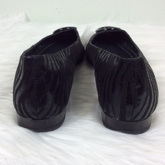 Anne Klein Ohare flats in a black zebra pattern. - Picture 5 of 7